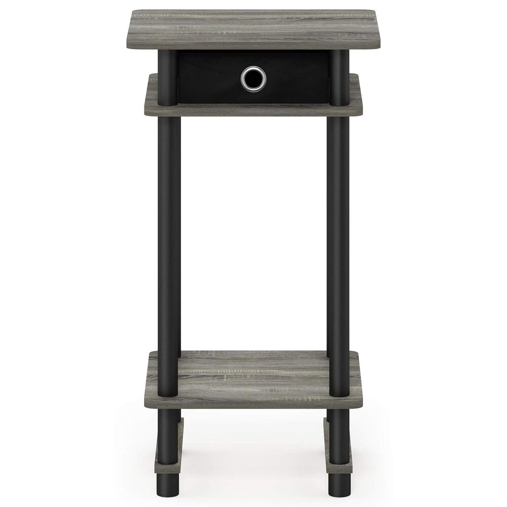 HOMLUX Turn-N-Tube Tall End Table in French Oak and Black, , large