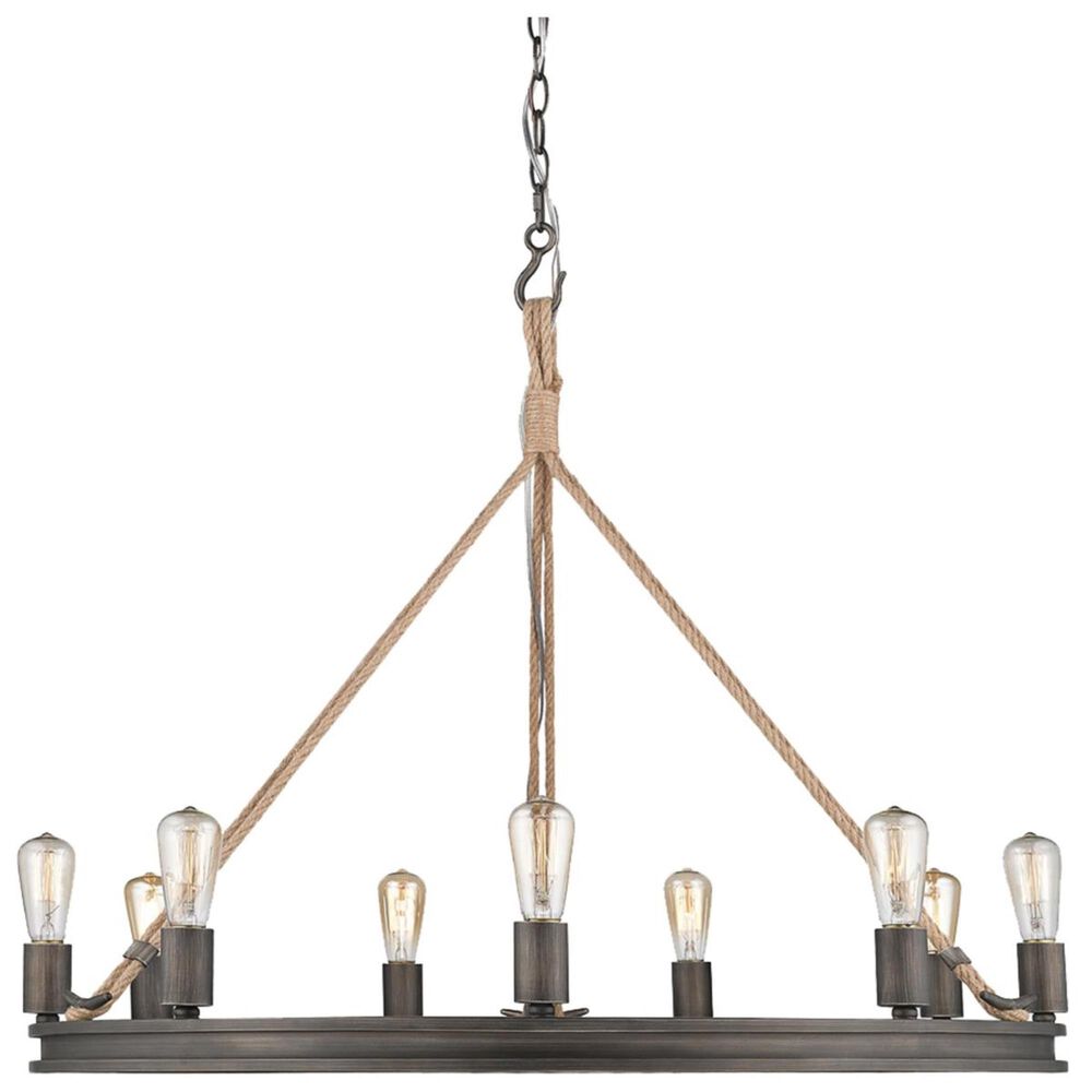 Golden Lighting Chatham 9-Light Chandelier in Gunmetal Bronze and Rope, , large