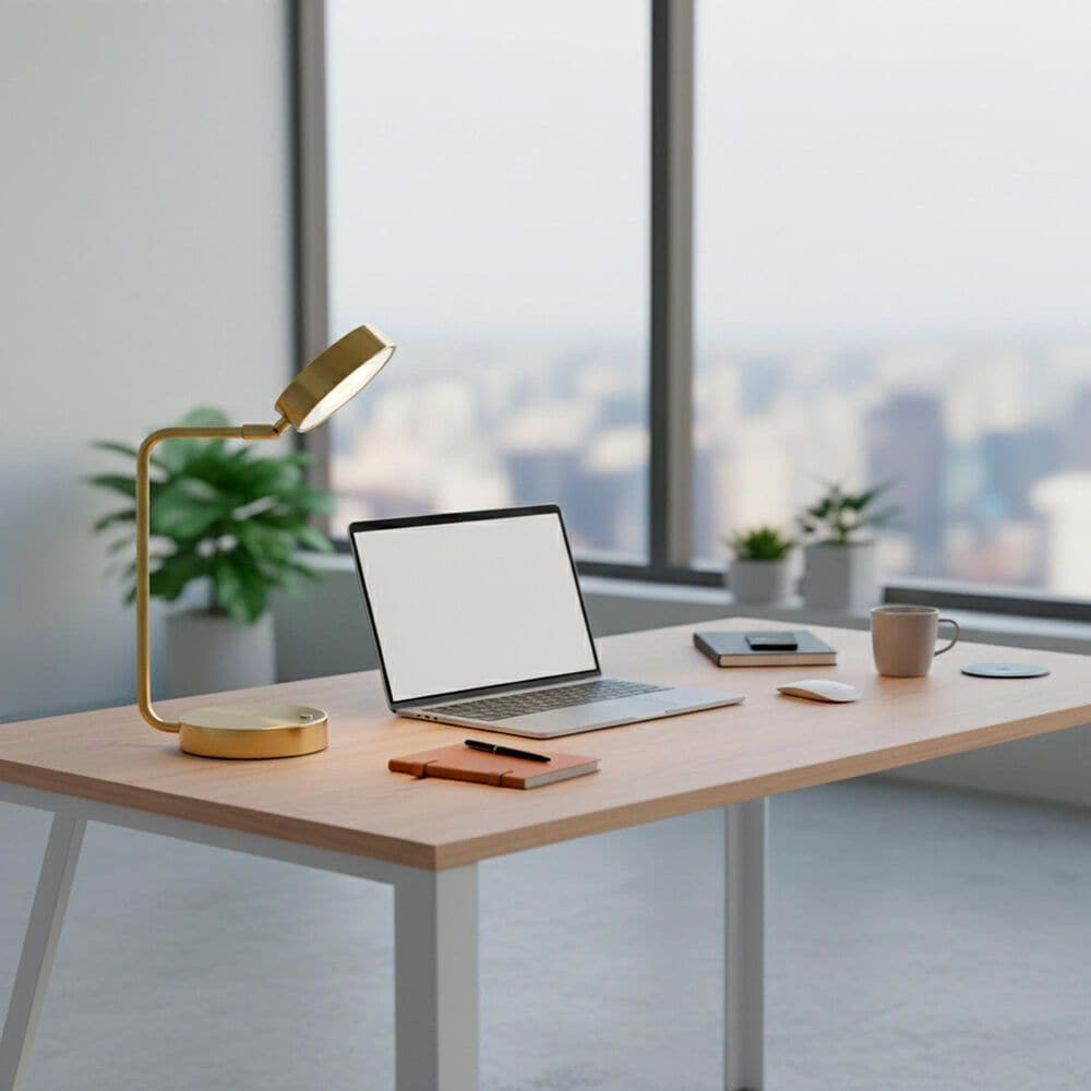 Adesso Amari Desk Lamp with Cordless LED in Antique Brass, , large