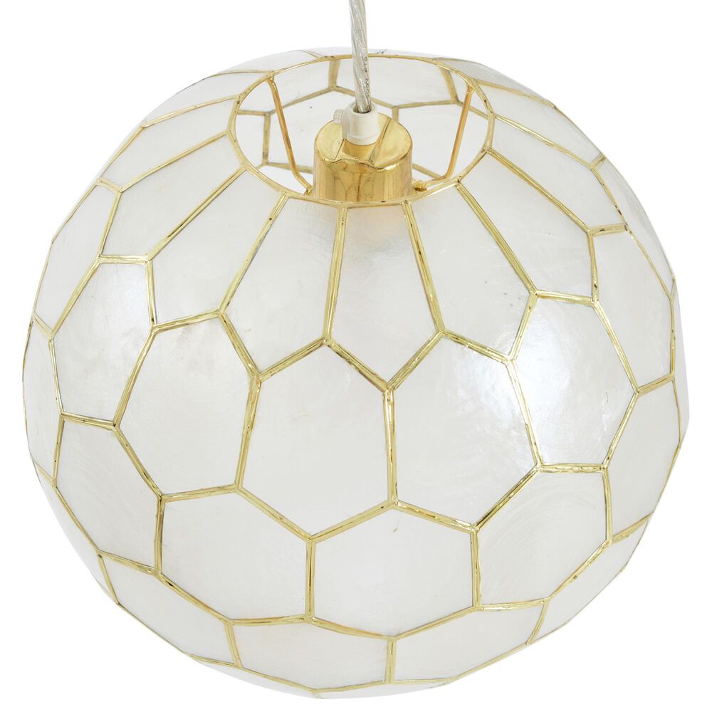Creative Coop Simone 14" Pendant with Pearly White Shade in Antique Gold, , large