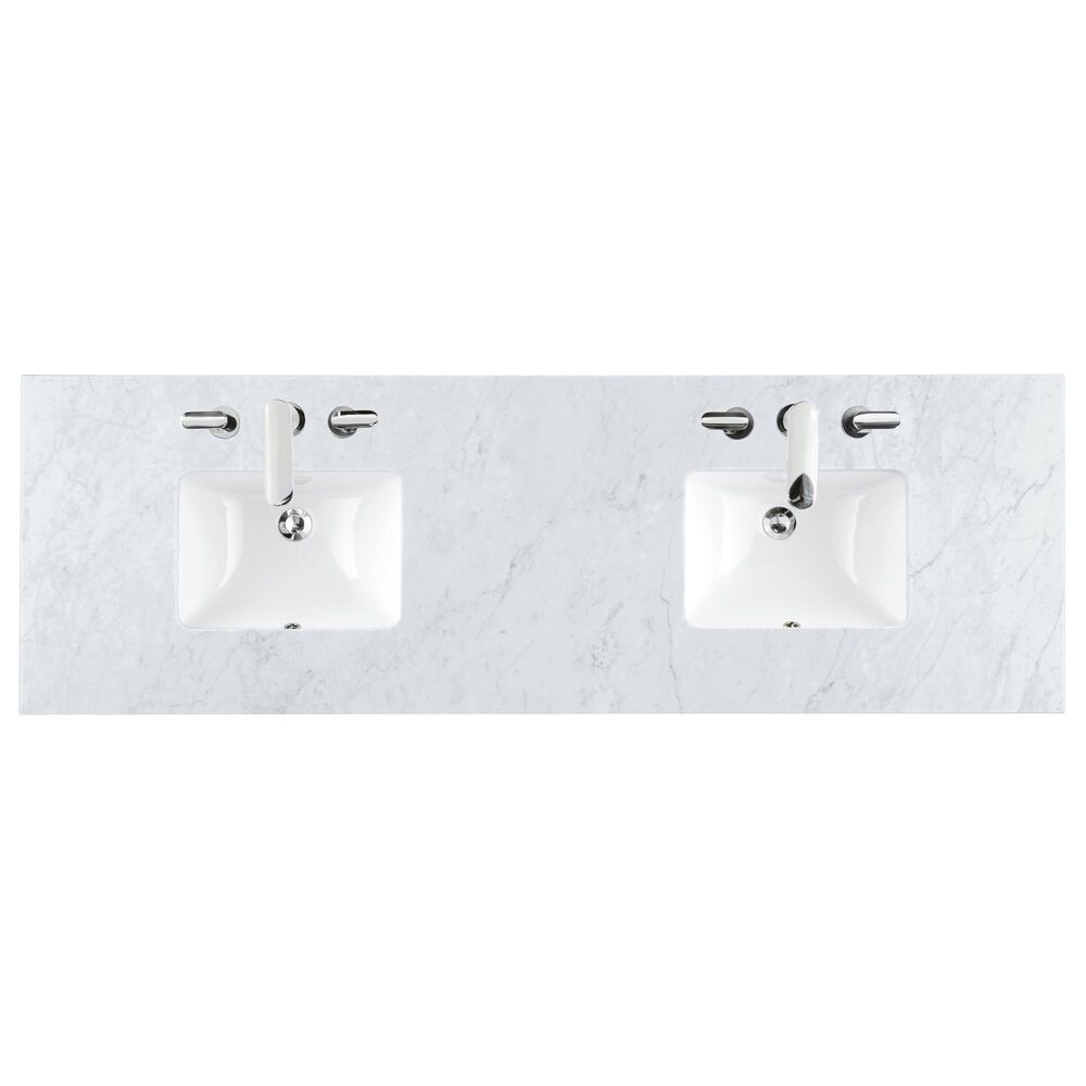 James Martin Vanities Breckenridge 72&quot; Double Bathroom Vanity in Serenity Blue with 3 cm Carrara White Marble Top and Rectangular Sinks, , large