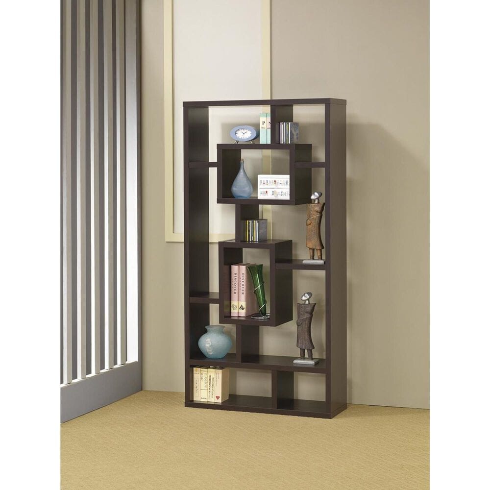 Pacific Landing Bookshelf in Cappuccino with Rectangular Shelves, , large