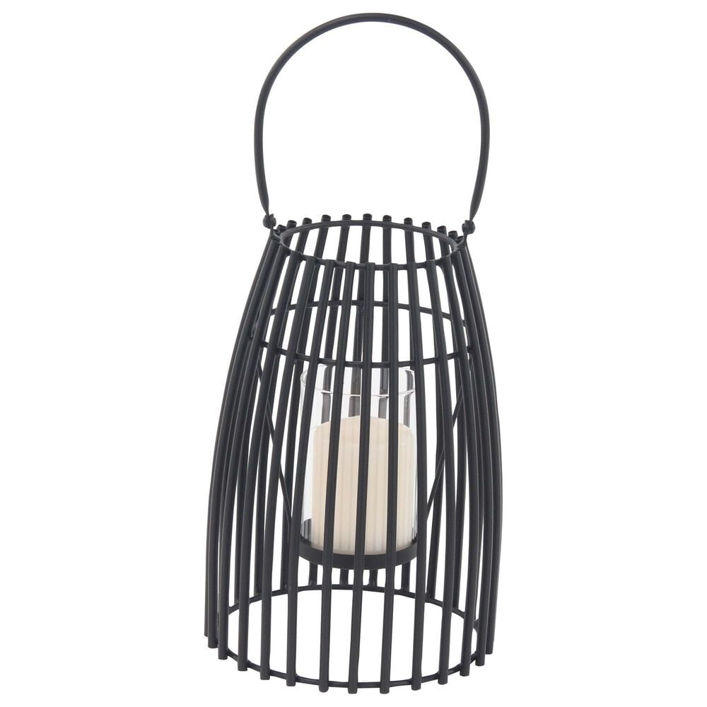 Maple and Jade 8&quot; x 12&quot; Indoor/Outdoor Candle Lantern with Handle in Matte Black and Clear, , large