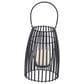 Maple and Jade 8" x 12" Indoor/Outdoor Candle Lantern with Handle in Matte Black and Clear, , large