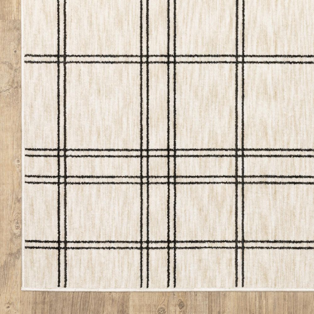ROW by Oriental Weavers Hunter Plaid Beige and Black 5'3" x 7'6" Area Rug, , large