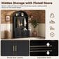 HOMLUX Farmhouse Fabric Arched Top Hall Tree with 5 Metal Hooks and Adjustable Shelves in Black, , large