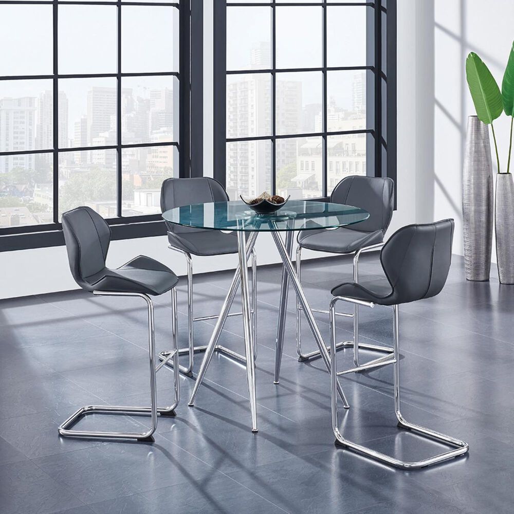 Global Furniture USA Bar Table with Glass Top in Chrome, , large