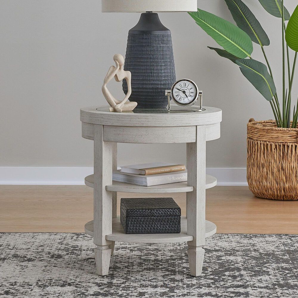 Belle Furnishings Caruso Heights Round Chairside Table in Whitestone, , large