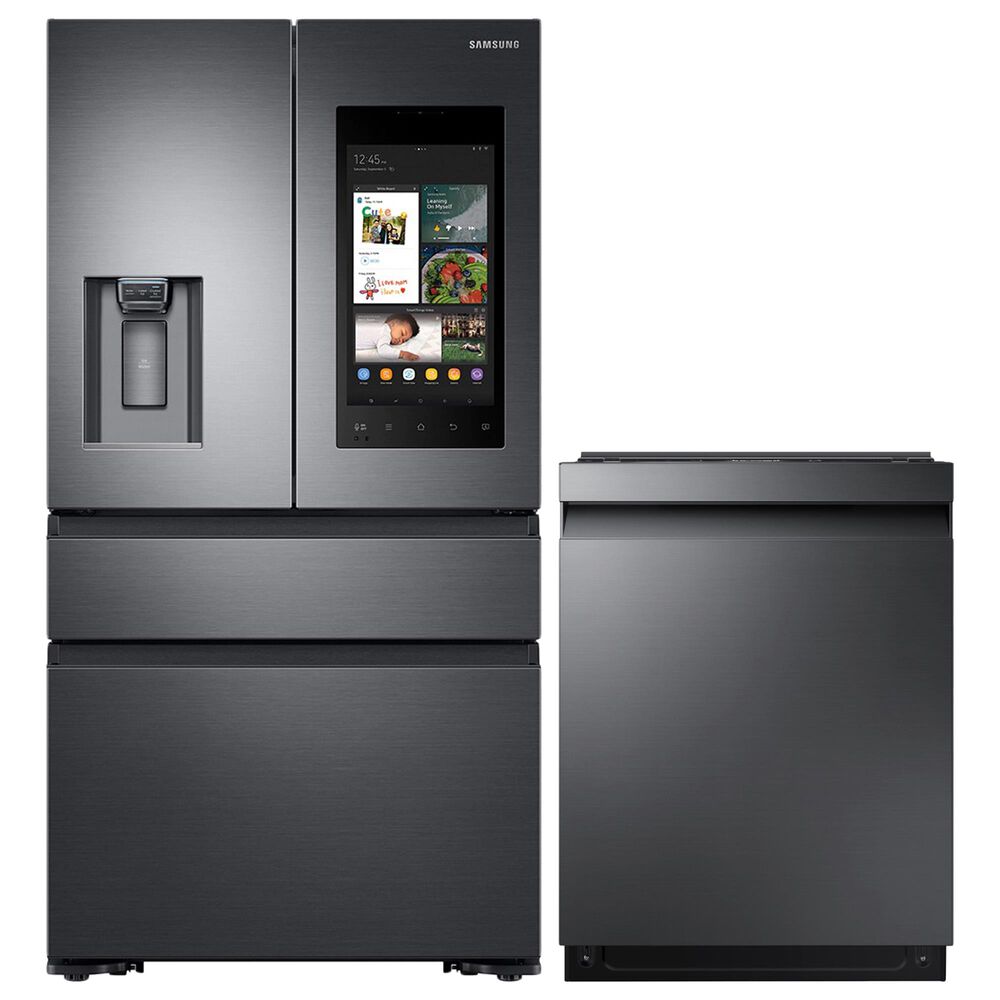 Samsung 2-Piece Kitchen Package with 36" French Door Refrigerator and StormWash 42 dBA Dishwasher in Black Stainless Steel, , large