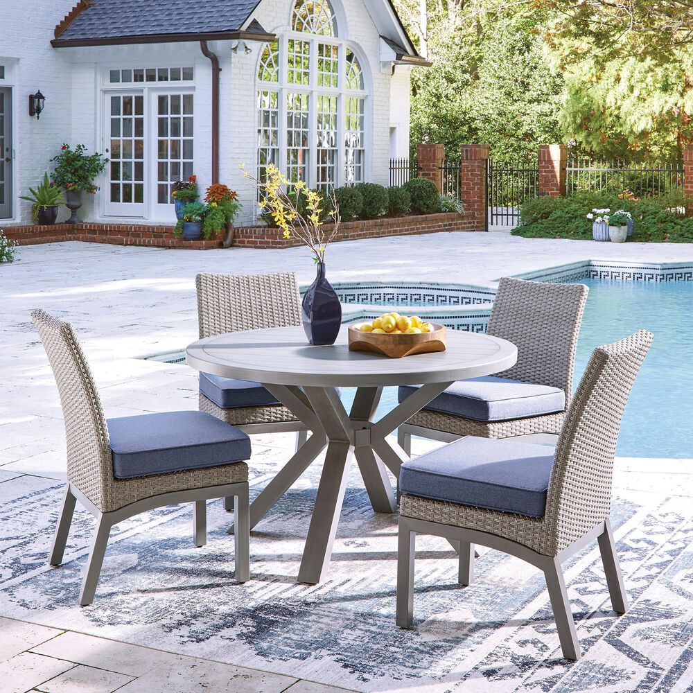 Ashley Half Moon Beach Patio Side Chair with Cushion in Gray (Set of 2), , large