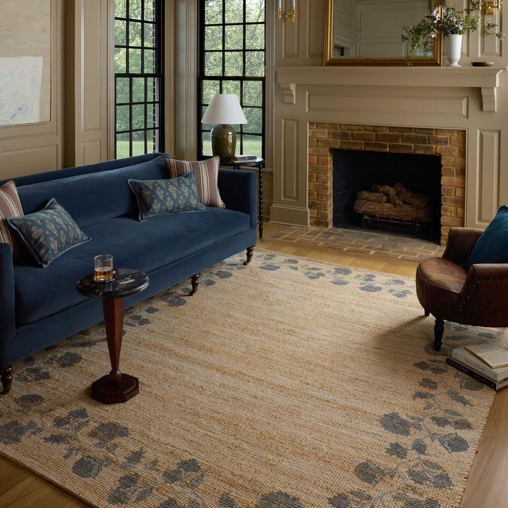 Chris Loves Julia x Loloi Rue Natural and Denim 8'6" x 11'6" Area Rug, , large