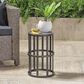 Hearth and Haven Outdoor Round Metal Side Table with Open Slat Frame in Black and Grey, , large