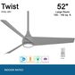 Minka-Aire Twist 52" Ceiling Fan with LED Light in Grey, , large