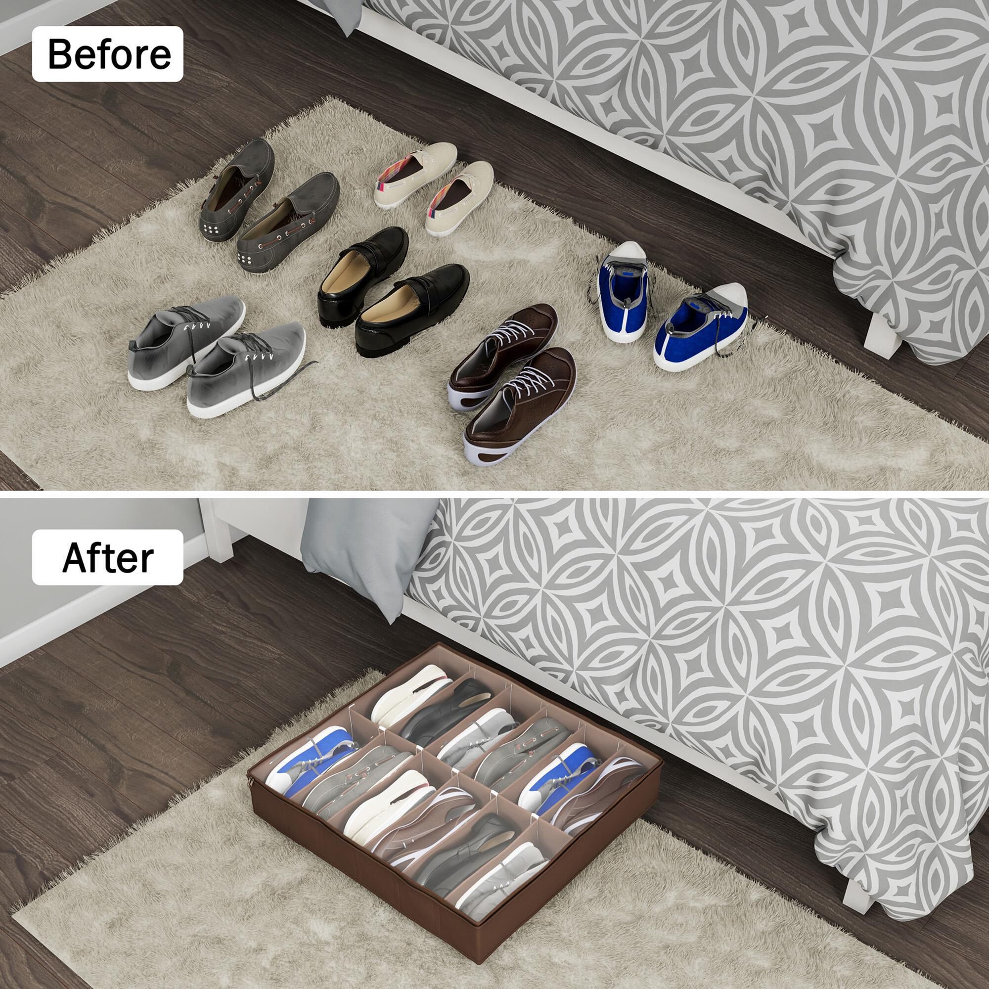 Low profile under bed shoe storage discount