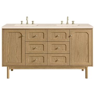 James Martin Vanities Laurent 60" Double Bathroom Vanity in Light Natural Oak with 3 cm Eternal Marfil Quartz Top and Rectangular Sinks, , large
