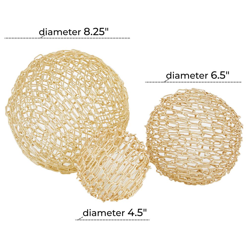 CosmoLiving by Cosmopolitan Geometric Orb Sculpture in Gold &#40;Set of 3&#41;, , large