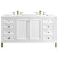 James Martin Vanities Chicago 60" Double Bathroom Vanity in Glossy White with 3 cm White Zeus Quartz Top and Rectangular Sinks, , large