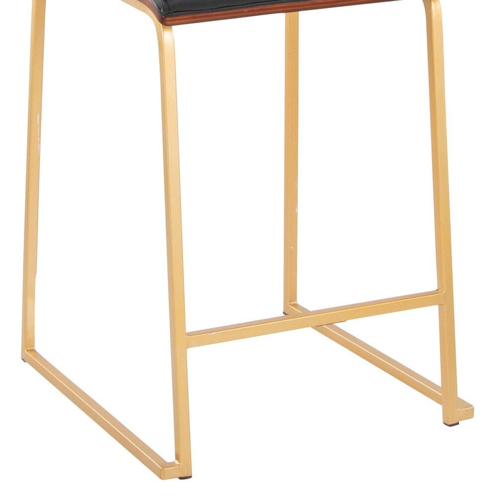 Lumisource Mason Mara Counter Stool with Black Cushion in Gold and Walnut &#40;Set of 2&#41;, , large