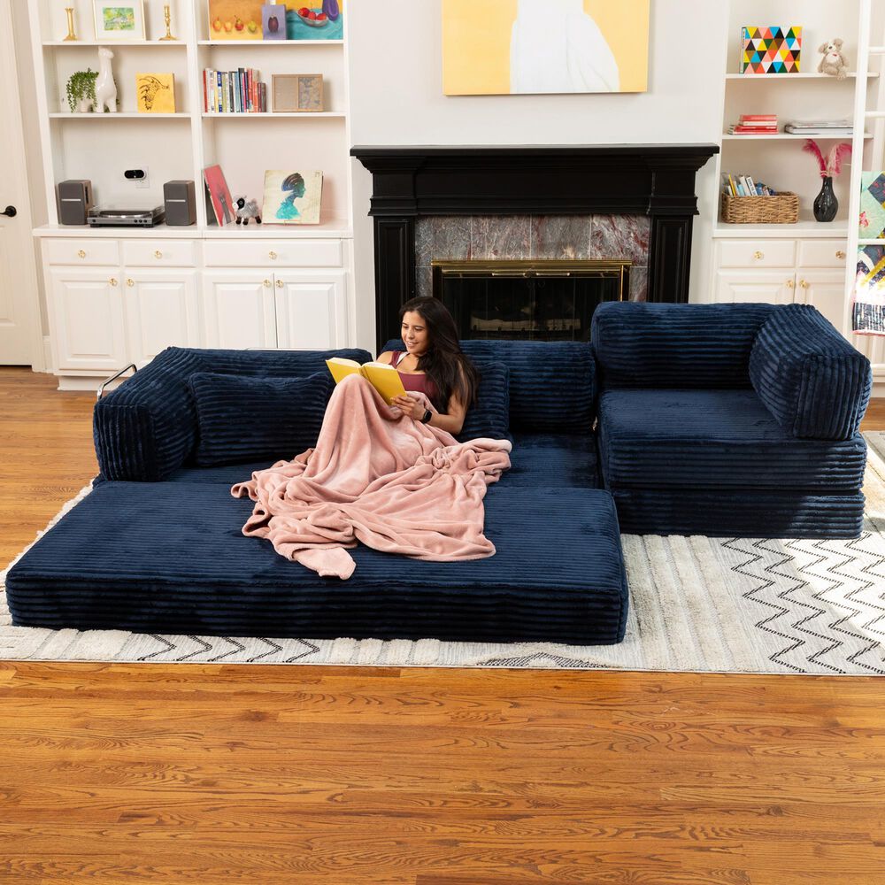 Jaxx Unsofa Stationary Sofa in Midnight Blue, , large