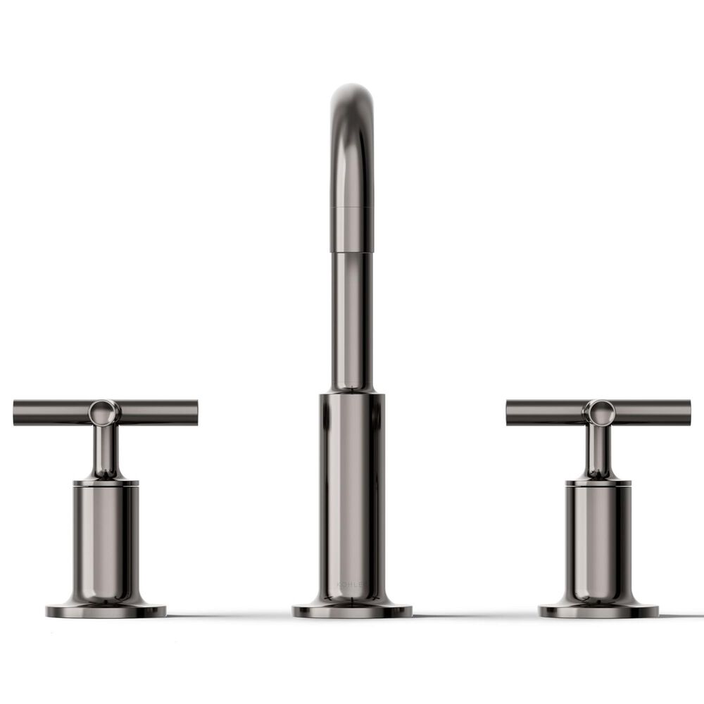 Kohler Purist Widespread Bathroom Sink Faucet with Cross Handles and High Gooseneck Spout in Vibrant Titanium, , large