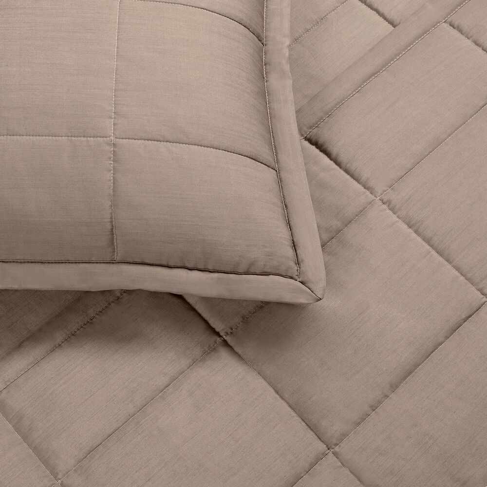 Ann Gish Slub Tencel 3-Piece Queen Quilted Coverlet Set in Cafe au Lait, , large