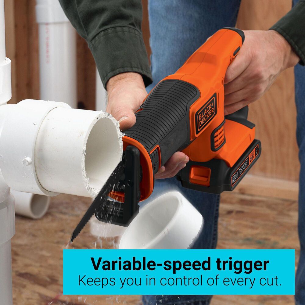 Black &amp; Decker 20V Max Powerconnect 7/8&quot; Cordless Reciprocating Saw in Black and Orange, , large