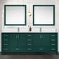 Lexora Home Jacques 84" Double Bathroom Vanity in Green with 2 cm White Cultured Marble Top and Rectangular Sinks, , large
