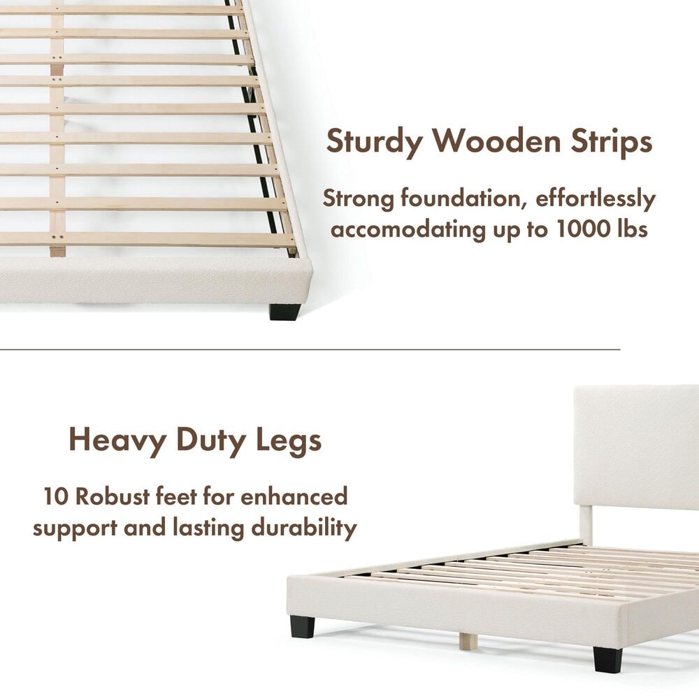 Furniture of America Gail Queen Upholstered Platform Bed with Standard Headboard in White, , large