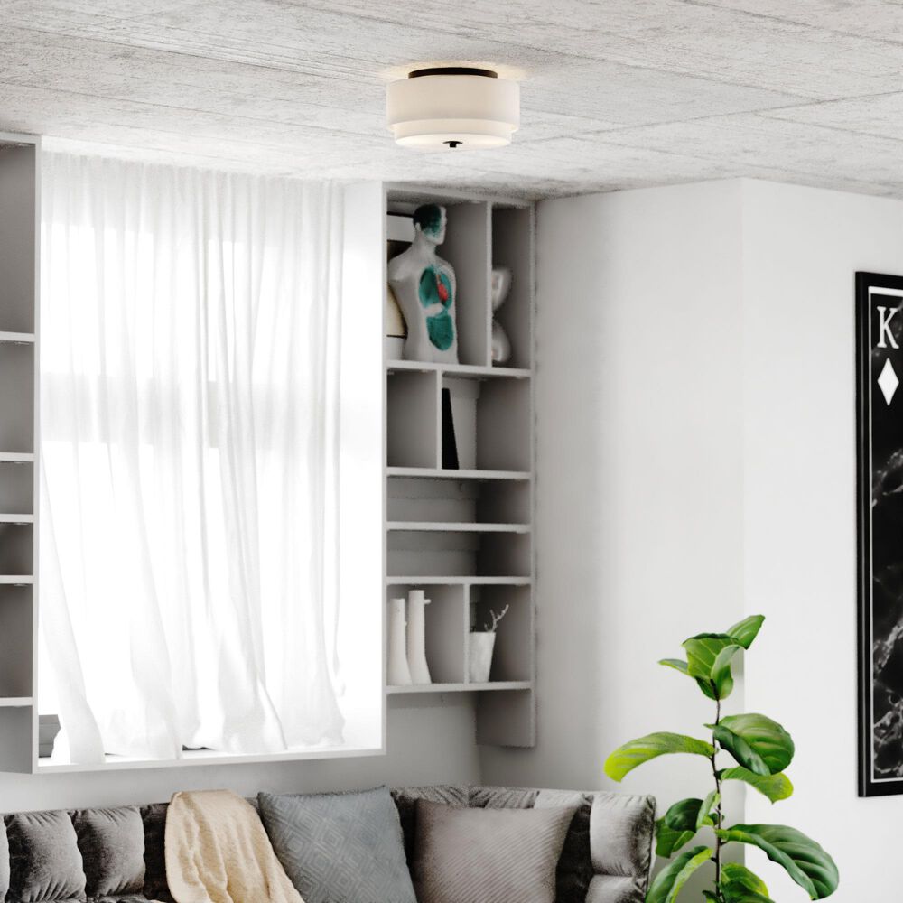 Vaxcel Burnaby 2-Light Flush Mount in Black, , large