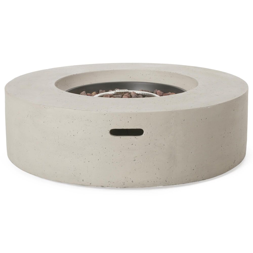Hearth and Haven Round MgO Concrete Propane Fire Pit in Light Grey, , large