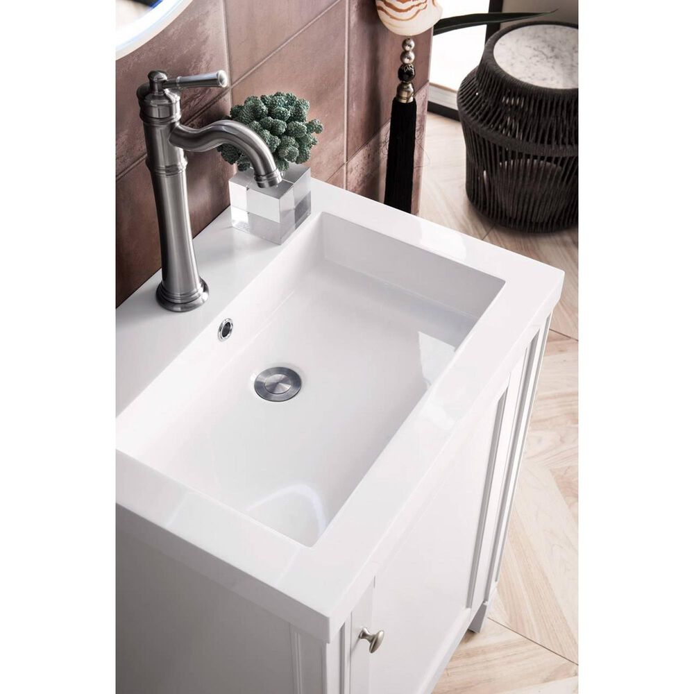 James Martin Brittania 24&quot; Single Bathroom Vanity in Glossy White with White Glossy Resin Top, , large