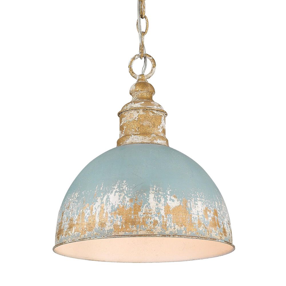 Golden Lighting Alison Medium Pendant in Vintage Gold and Teal, , large