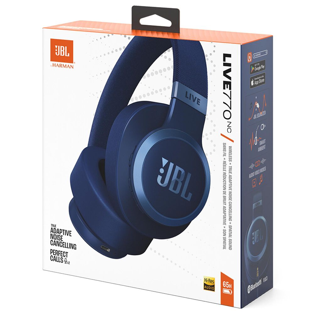 JBL Wireless Over-Ear Headphones with True Adaptive Noise Cancelling in Blue, , large