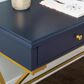 Linon Home Decor Campaign 2-Drawer Desk in Blue and Gold, , large