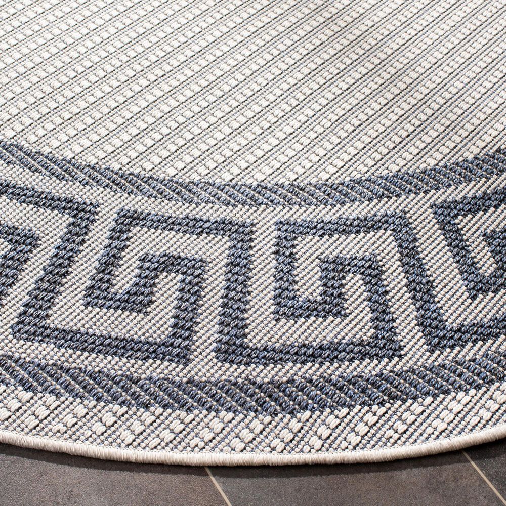 Safavieh Bermuda 8&#39; Round Ivory and Blue Indoor/Outdoor Area Performance Rug, , large