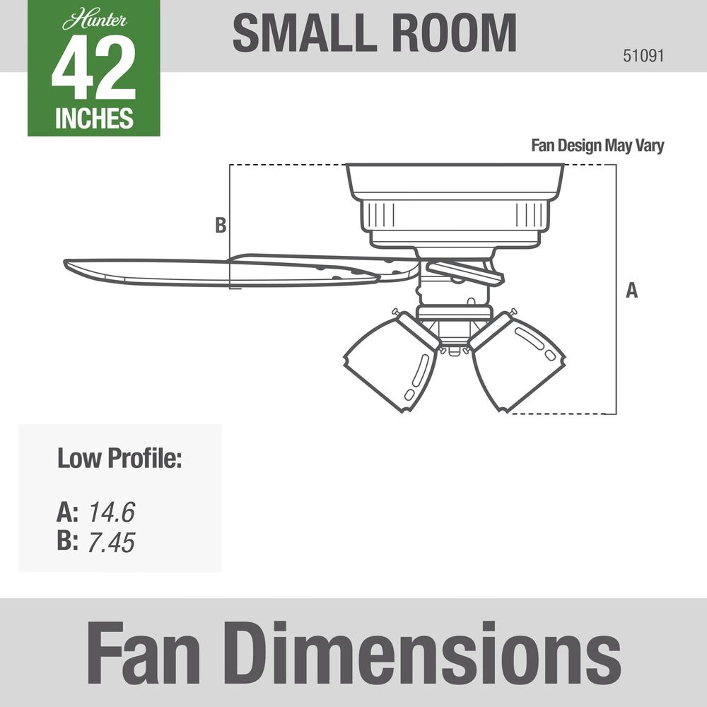 Hunter Builder Low Profile 42&quot; Ceiling Fan with Lights in New Bronze, , large