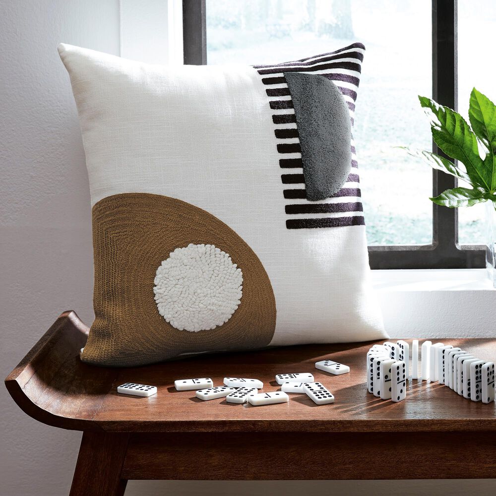 Ashley Longsum 20&quot; Square Throw Pillow in Black, White and Honey, , large