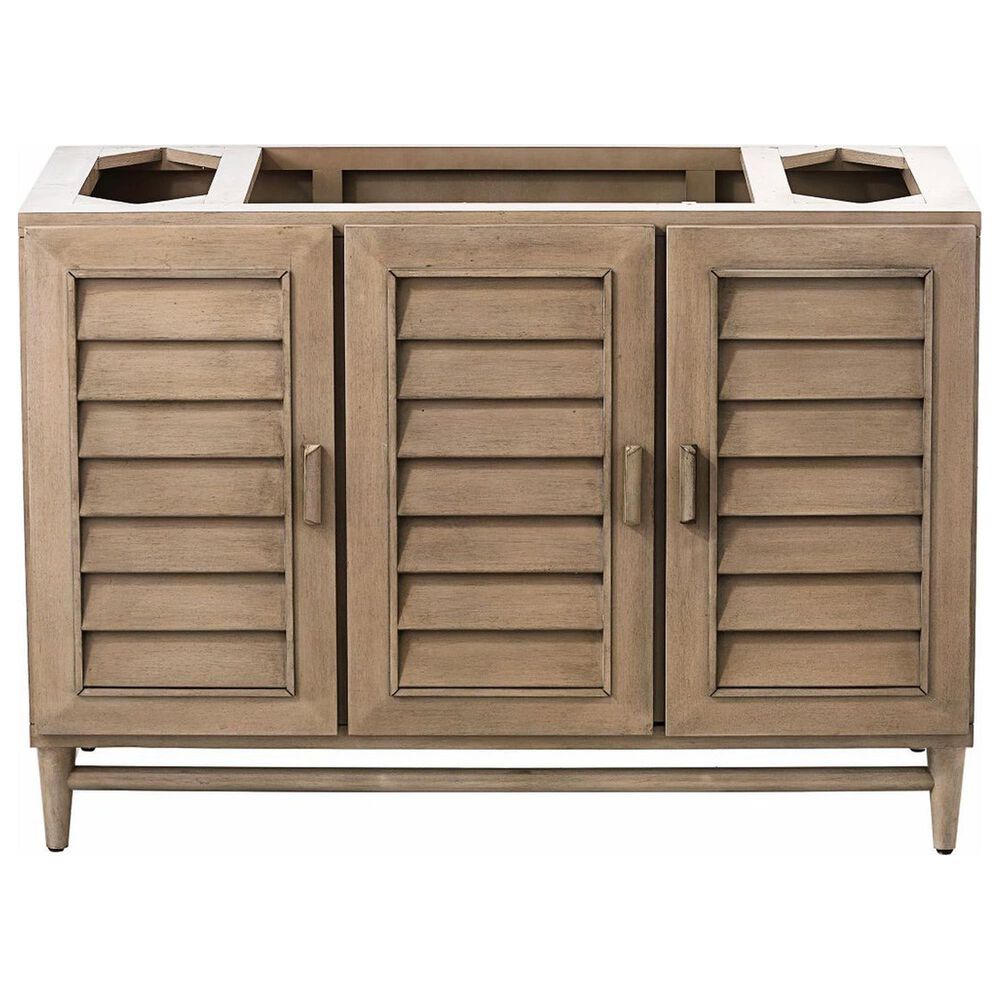 James Martin Vanities Portland 48&quot; Single Bathroom Vanity in Whitewashed Walnut with 3 cm White Zeus Quartz Top and Rectangular Sink, , large
