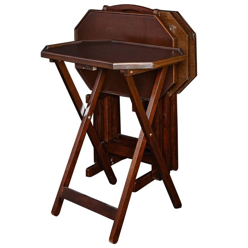 Parkerville Furniture Line TV Tray Table Set with Stand in Cherry (Set of 4) Nebraska