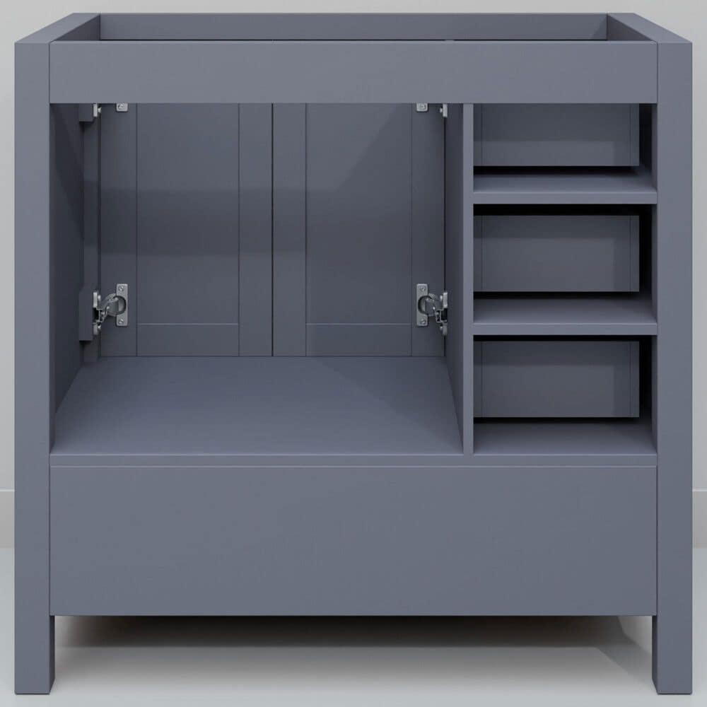 Lexora Home Jacques 36&quot; Right Offset Single Bathroom Vanity in Dark Grey with 2 cm White Carrara Marble Top and Rectangular Sink, , large