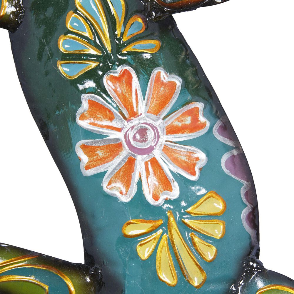 Maple and Jade 32&quot; x 15&quot; Lizard Outdoor Wall Decor in Yellow, Green and Blue, , large