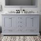 Lexora Home Dukes 60" Double Bathroom Vanity in Dark Grey with White Carrara Marble Top and Rectangular Sinks, , large