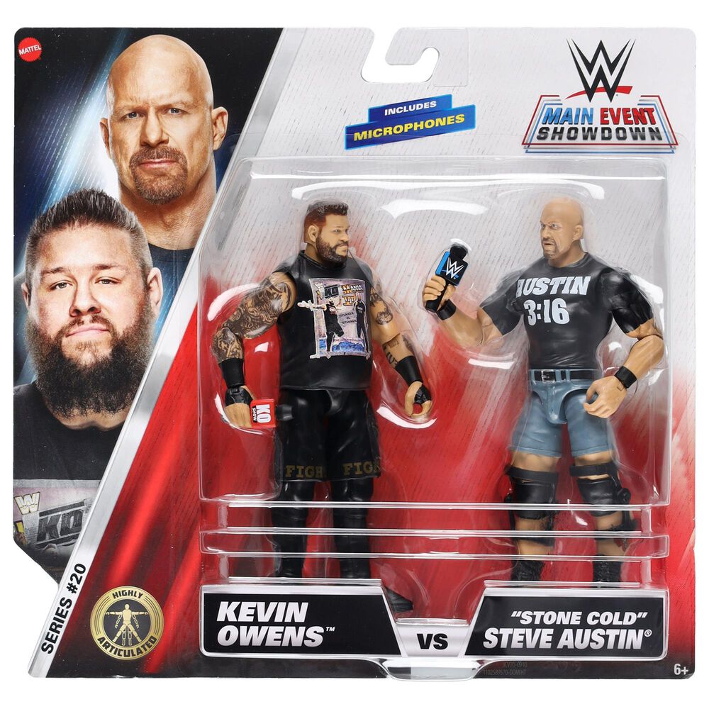 Mattel Main Event Championship Showdown Series 20 2-Pack Action Figure - Steve Austin and Kevin Owens in Multicolor, , large