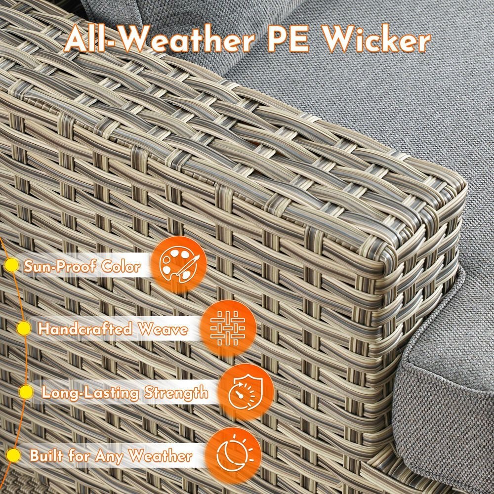 HOMLUX 7-Piece Modular Patio  Conversation Set in Dark Gray, , large