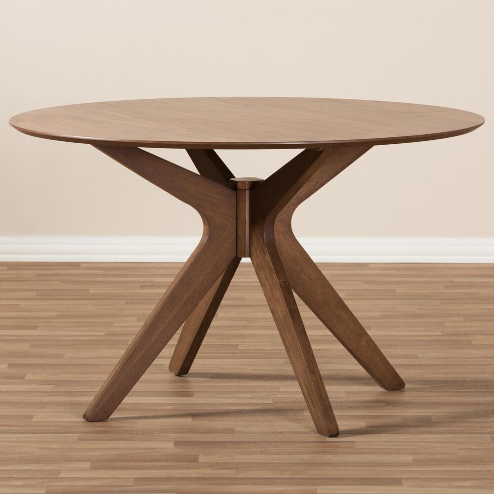 Baxton Studio Monte 47" Dining Table in Walnut Wood - Table Only, , large
