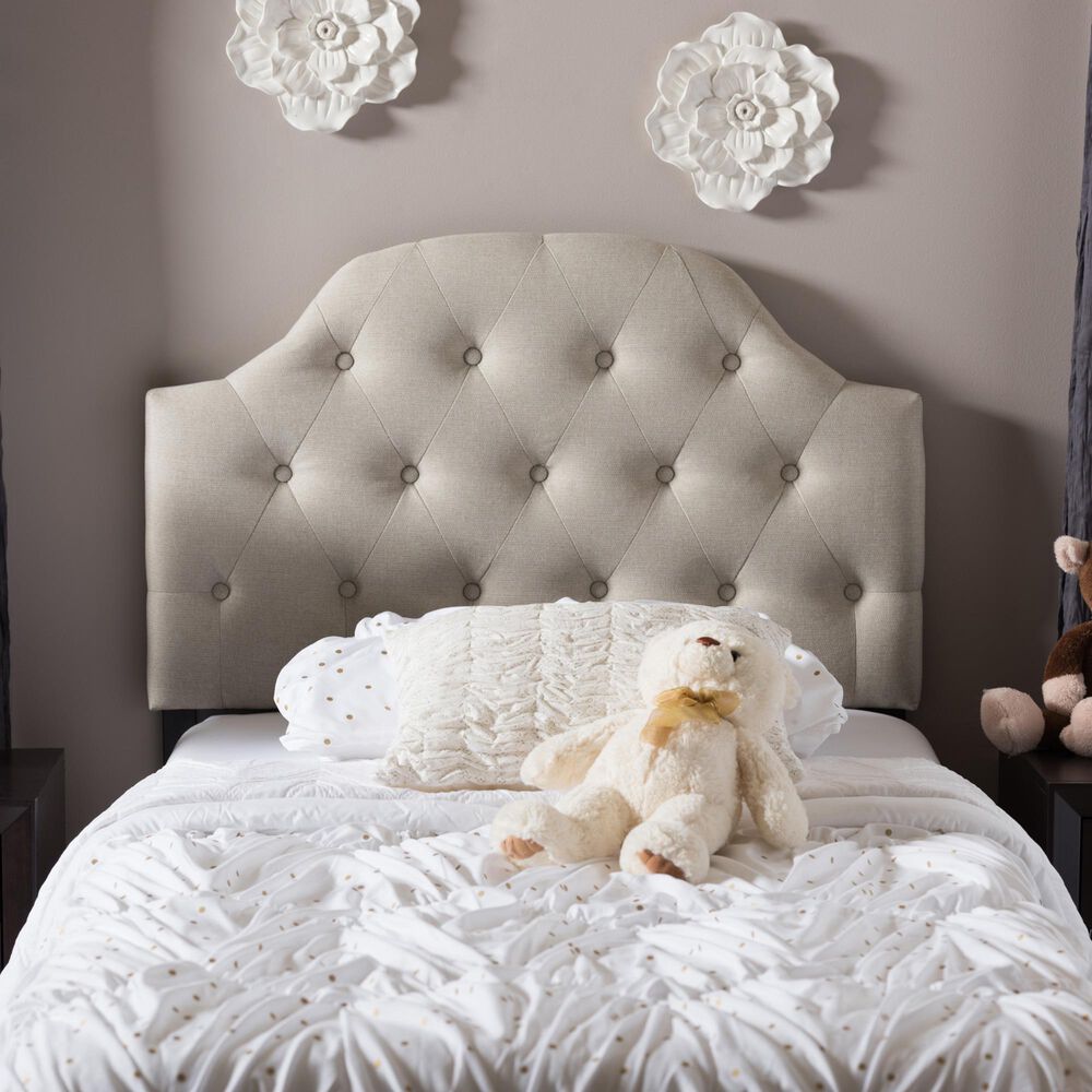 Baxton Studio Morris Twin Upholstered Headboard in Light Beige, , large