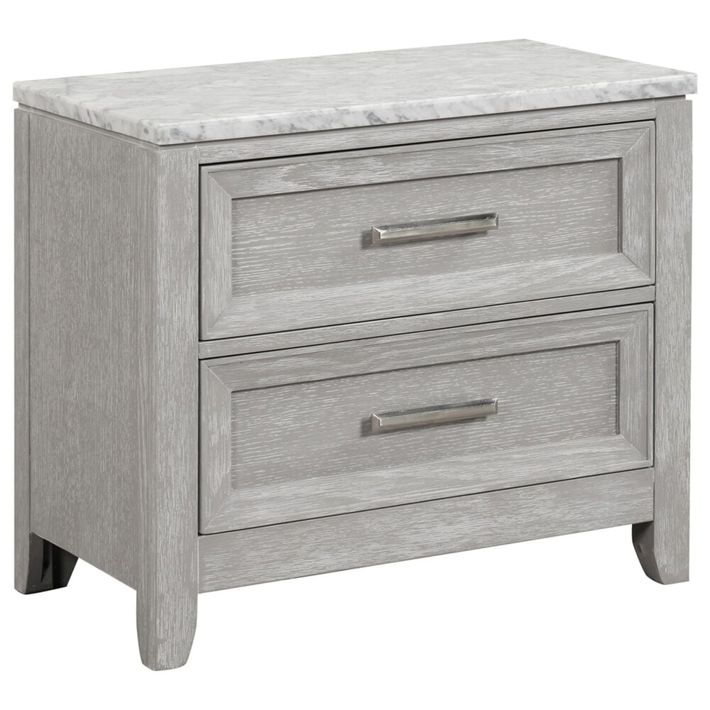 New Heritage Design Fiona 2-Drawer Nightstand in Mist Gray and White, , large