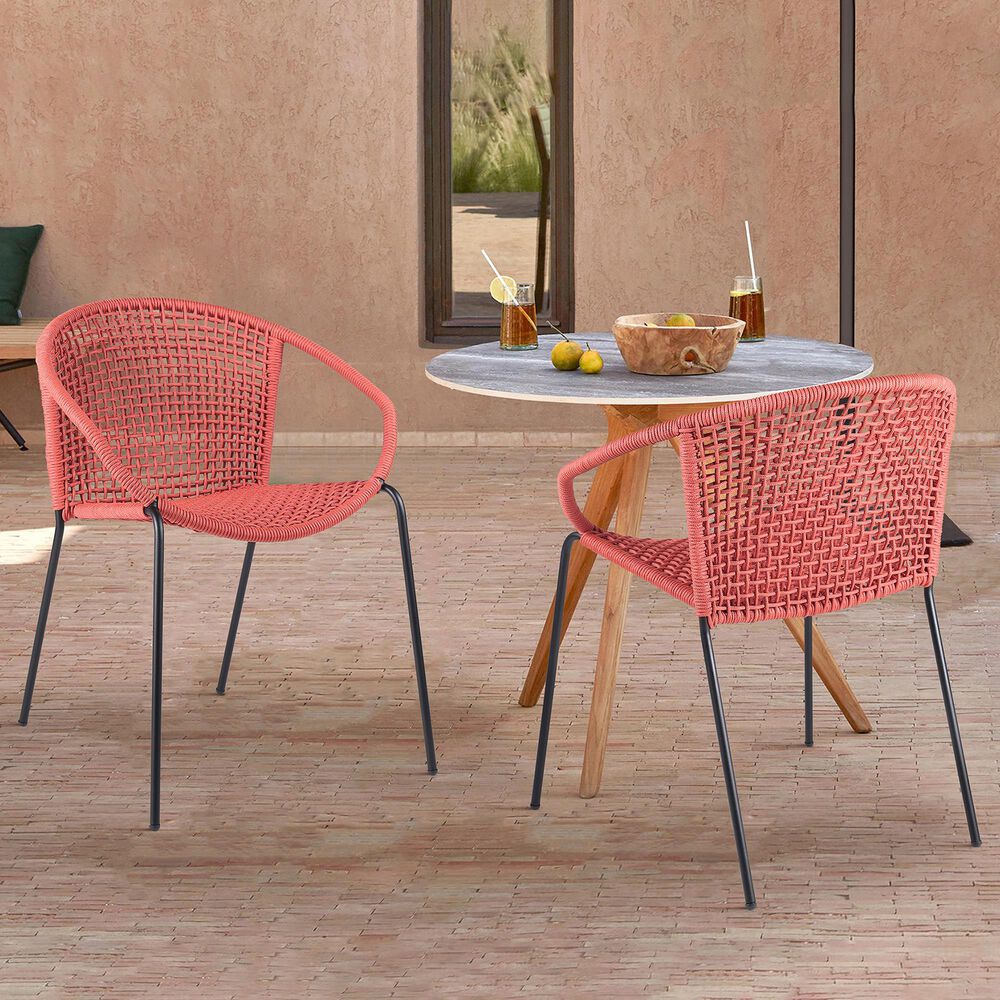 Hearth and Haven Quilla Stackable Dining Chair in Brick Red and Black (Set of 2), , large