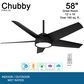 Minka-Aire Chubby 58" Smart Indoor/Outdoor Ceiling Fan in Coal, , large