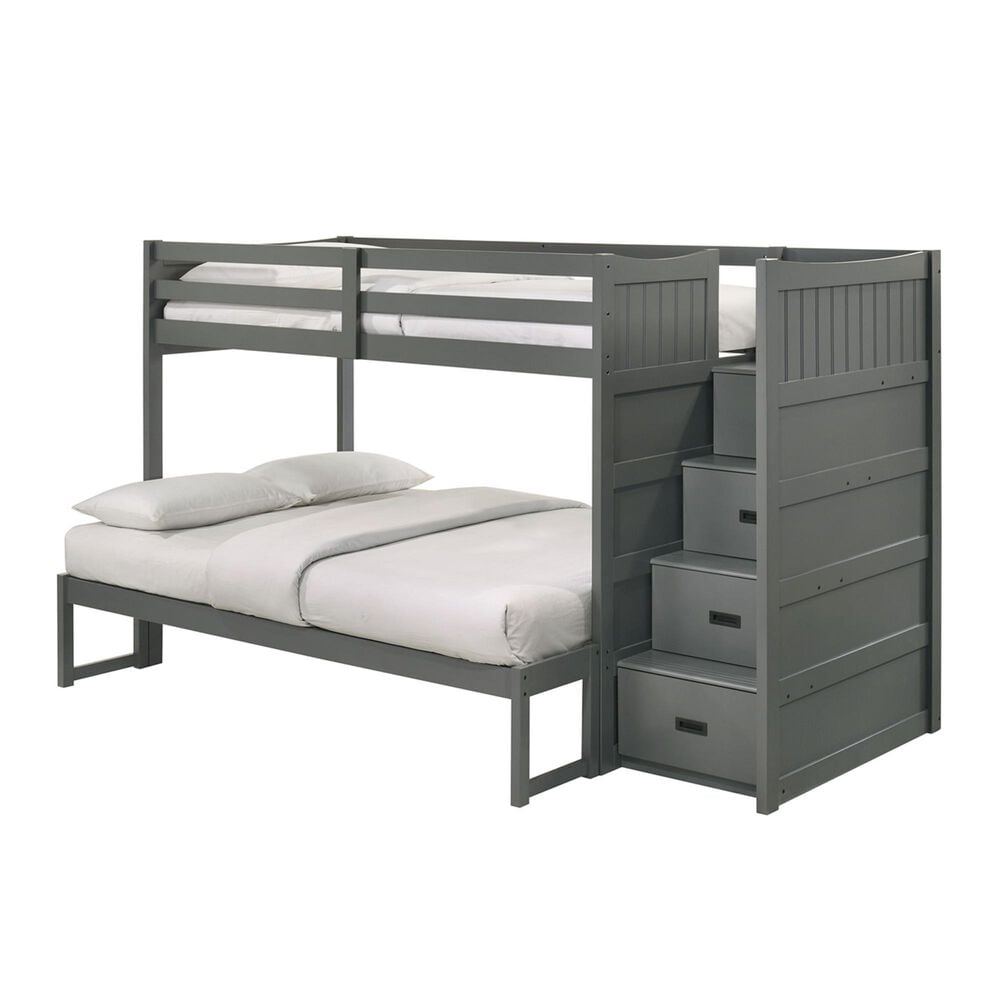 Mayberry Hill Sami Twin Over Full Step Bunk Bed in Grey, , large